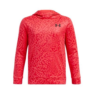 Under Armour Boys' Armour Fleece Printed Hoodie, (713) Racer Red/Red/Black, Small