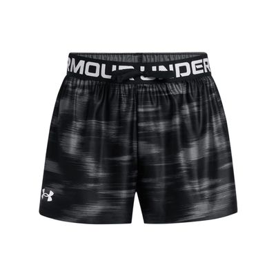 Under Armour Girls' Play Up Printed Shorts, (008) Black / / White, Small
