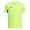 Under Armour Boys' Team Issue Wordmark Short Sleeve, (304) Morph Green / / Tech Blue, X-Small view 1