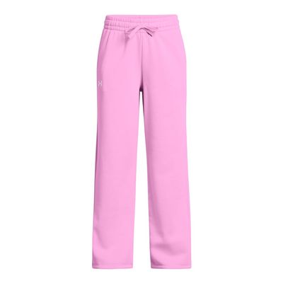 Under Armour Girls' Rival Fleece Straight Leg Pants, (638) Stellar Pink / / White, X-Large