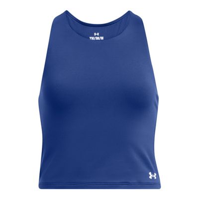 Under Armour Girls Motion Crop Tank Top, (432) Tech Blue / / White, Small