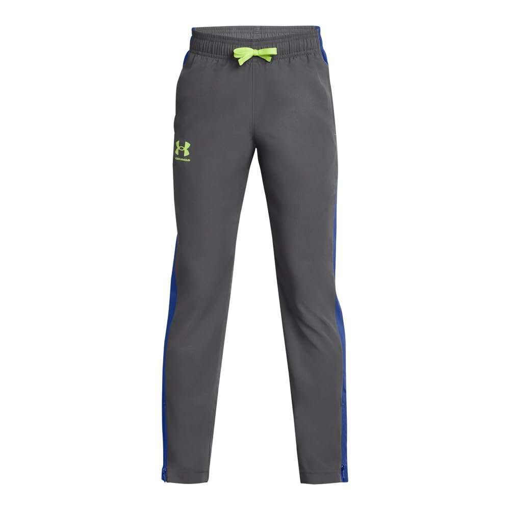 Under Armour Boys' Sportstyle Woven Pants, (026) Castlerock/Tech Blue/Morph Green, Medium