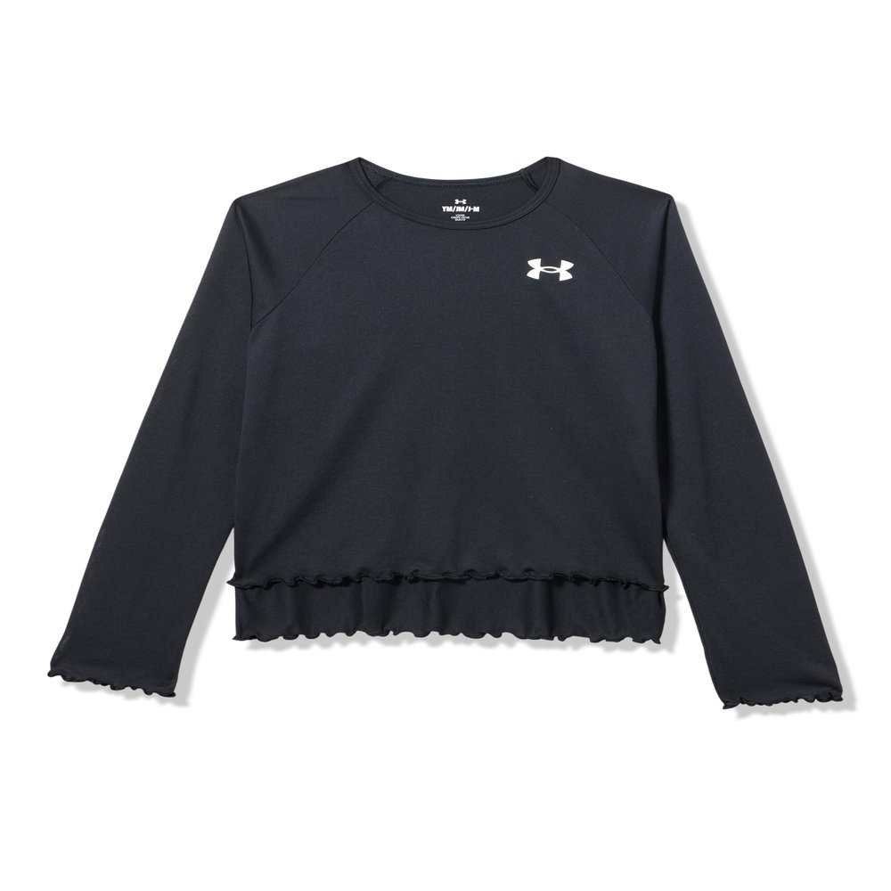 Under Armour Girls' Tech Novelty Long Sleeve, (001) Black / / Metallic Silver, X-Small