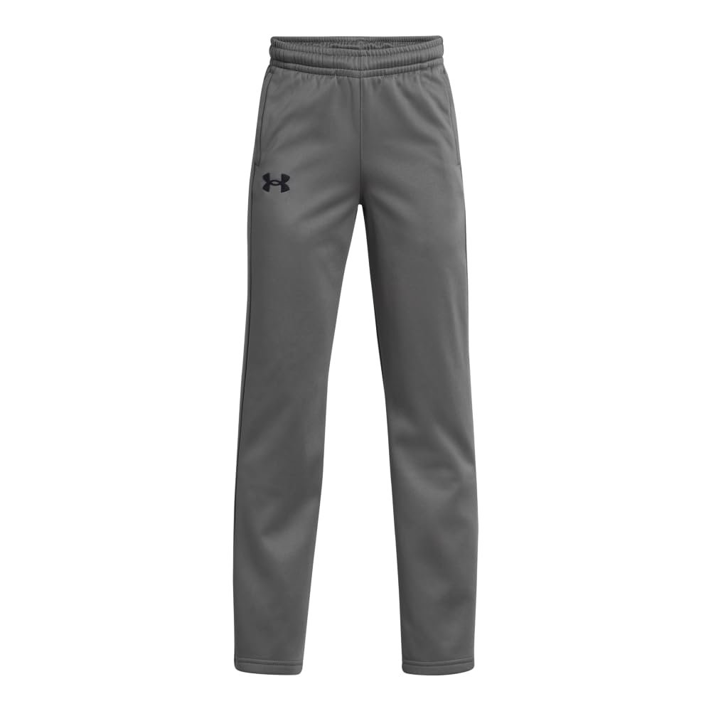 Under Armour Boys' Armour Fleece Straight Leg Pants, (025) Castlerock / / Black, Small
