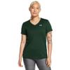 Under Armour Womens Tech Short Sleeve V Neck, (301) Forest Green / / White, Medium view 1