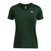 Under Armour Womens Tech Short Sleeve V Neck, (301) Forest Green / / White, Medium view 3