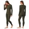Cuddl Duds Womens Heavyweight Fleece 2 Piece Long Sleeve Thermal Underwear Set  Shirt & Leggings Base Layer for Cold Weather  Winter Clothing Long Johns Lounge Sets for Women, Green, XXL view 2