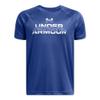 Under Armour Boys Tech Split Wordmark Short Sleeve T Shirt, (432) Tech Blue / / White, Large view 1