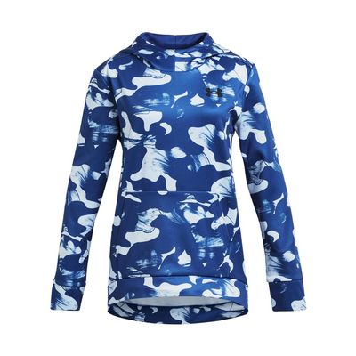 Under Armour Girls' Armour Fleece Printed Hoodie, (432) Tech Blue / / Black, Medium