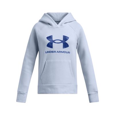 Under Armour Girls' Rival Fleece Big Logo Hoodie, (464) Nimbus Blue / / Tech Blue, Small