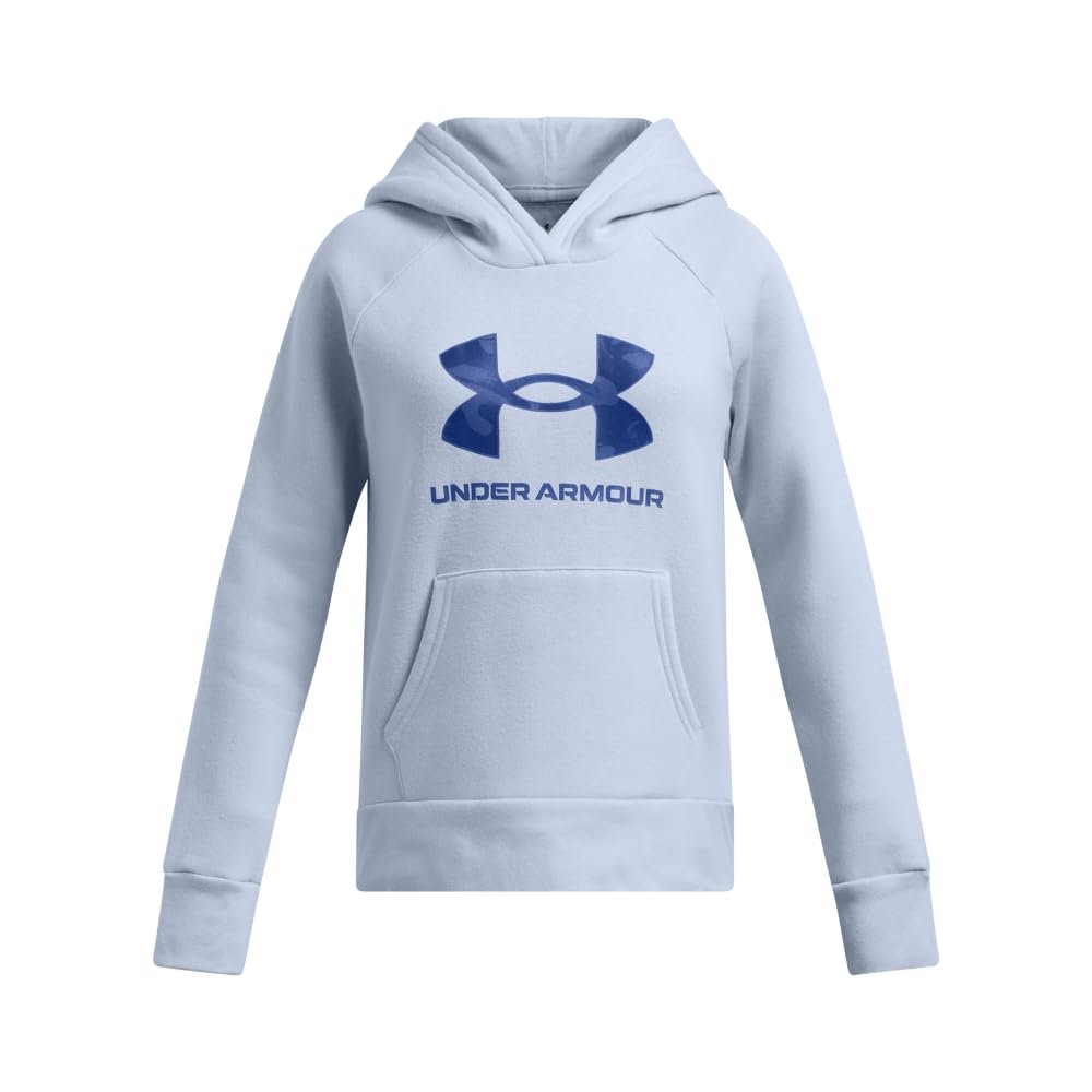 Under Armour Girls' Rival Fleece Big Logo Hoodie, (464) Nimbus Blue / / Tech Blue, Small