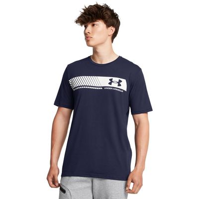 Under Armour Men's Left Chest Stripe Short Sleeve T Shirt, (411) Midnight Navy/Black/Halo Gray, XX-Large