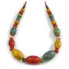 Avalaya Multicoloured Round/Oval Ceramic Bead Brown Silk Cords Necklace 60-70cm L/Adjustable view 2