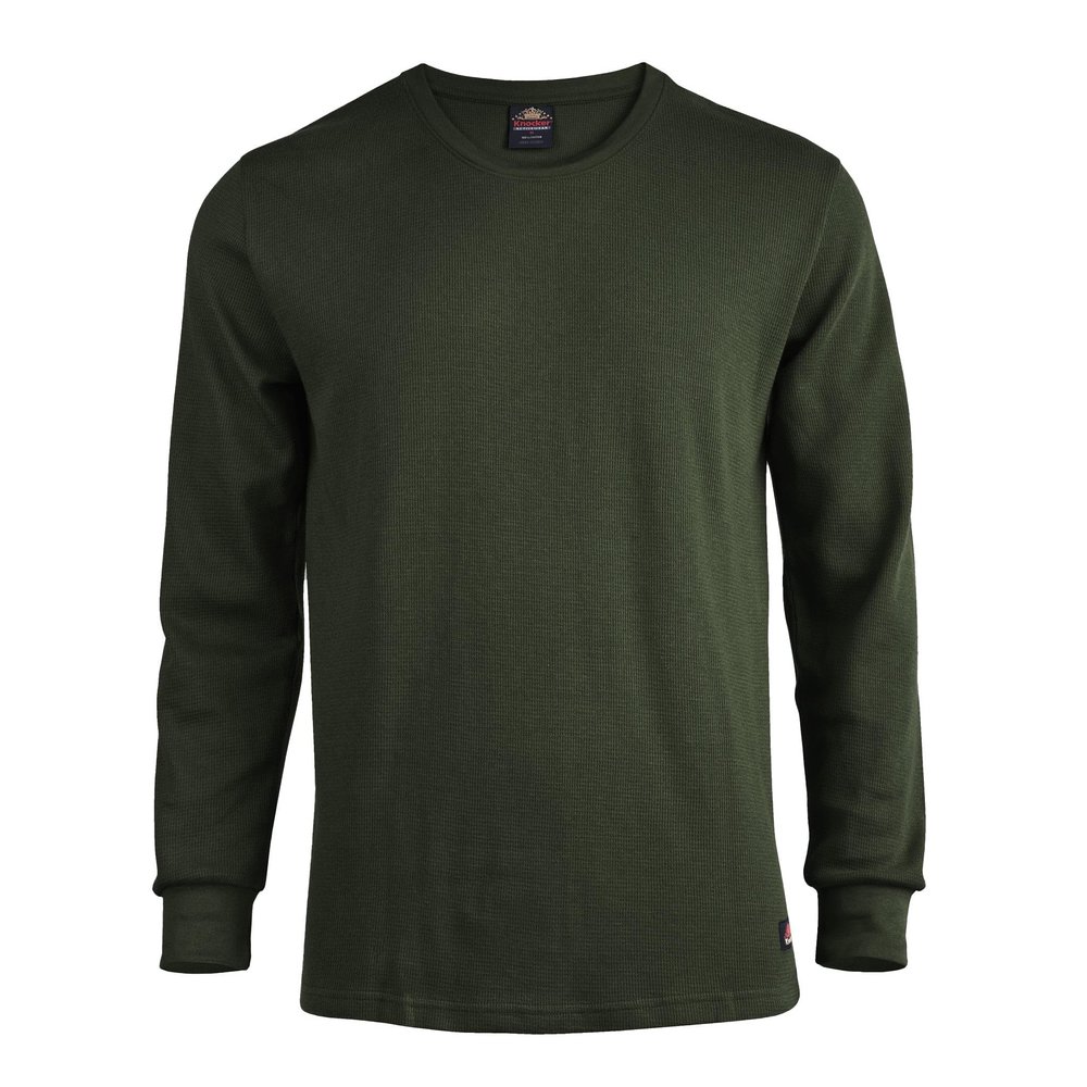 Knocker Men's Mid Weight Waffle Thermal Shirt (L, Olive)
