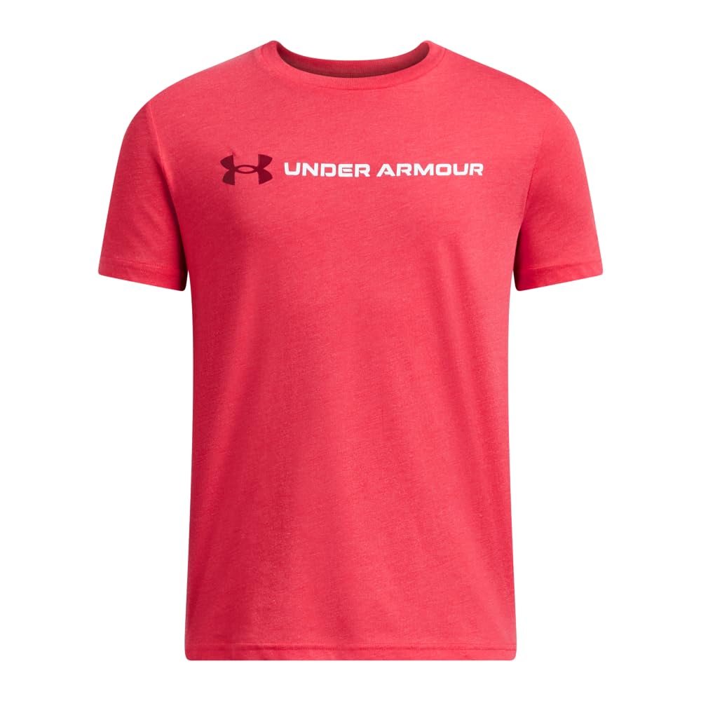 Under Armour Boys' Team Issue Wordmark Short Sleeve, (989) Lava Red / / Cardinal, X-Small