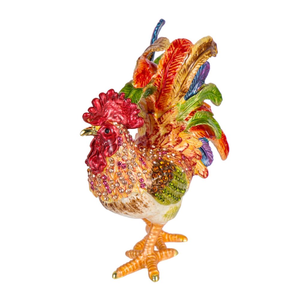 ARTIBETTER Box Jewelry Storage Holder Jewelry Holder Unique Style Case Rooster Ring Chicken Figurine Treasure Case Home Decor Ring Alloy Miss Accessories Bracket