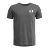 Under Armour Boys' Sportstyle Left Chest Short-Sleeve T-Shirt, (025) Castlerock Medium Heather / / White, X-Small view 1