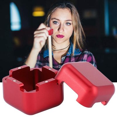 JTLB Aluminum Portable Mini Cue Tip Chalk Holder Billiard Pool Chalks Carrier Case (Red)