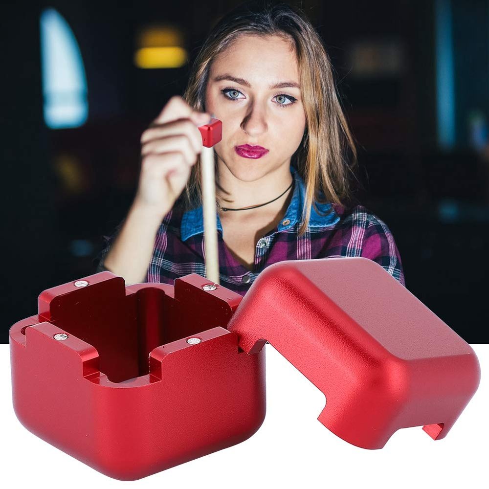 JTLB Aluminum Portable Mini Cue Tip Chalk Holder Billiard Pool Chalks Carrier Case (Red)