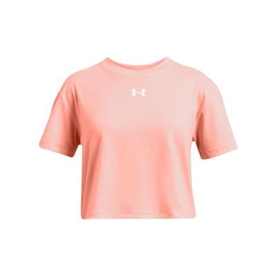 Under Armour Girls' Crop Sportstyle Logo Short Sleeve, (896) Aero Orange / / White, Large