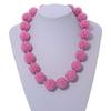 Avalaya Chunky Baby Pink Glass Bead Ball Necklace - 54cm Long view 2