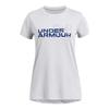 Under Armour Girls' Tech Twist Wordmark Logo Short Sleeve T Shirt, (100) White / / Tech Blue, Medium view 1