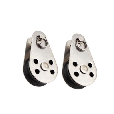 Sosoport 2pcs Durable Stainless Steel Single Pulley Heavy-Duty Nylon Rope Pulley for Lifting Fishing and Towing Applications