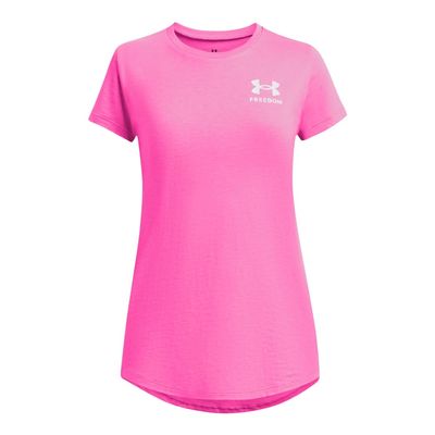 Under Armour Girls' Freedom Flag T-Shirt, (652) Rebel Pink / / Halo Gray, Small