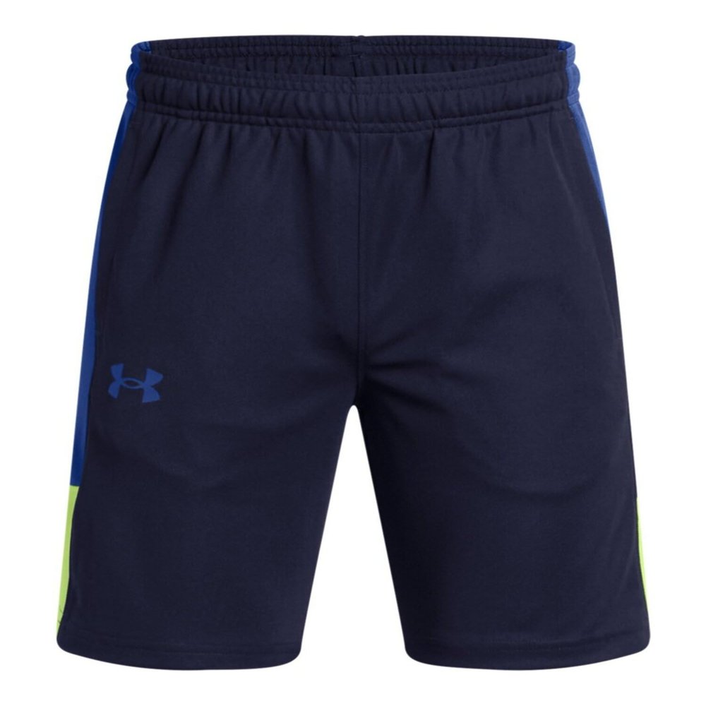 Under Armour Boys Baseline Basketball Shorts, (410) Midnight Navy/Morph Green/Tech Blue, Small