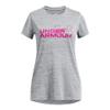 Under Armour Girls' Tech Twist Wordmark Logo Short Sleeve T Shirt, (001) Black / / Rebel Pink, Large view 1
