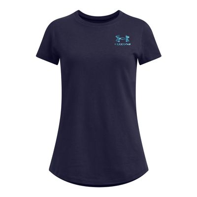 Under Armour Girls' Freedom Flag T-Shirt, (410) Midnight Navy / / Sky Blue, X-Small