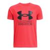 Under Armour Boys Tech Hybrid Print Short Sleeve T Shirt, (713) Racer Red/Anthracite/Cardinal, X-Large view 1