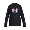 Under Armour Girls' Rival Fleece Big Logo Hoodie, (004) Black / / Stellar Pink, X-Large view 1