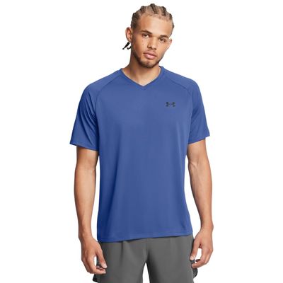 Under Armour Men's Tech 2.0 V-Neck Short-Sleeve T-Shirt, (433) Tech Blue / / Black, Large