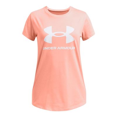Under Armour Girls' Live Sportstyle Graphic Short-Sleeve T-Shirt, (896) Aero Orange / / White, Small