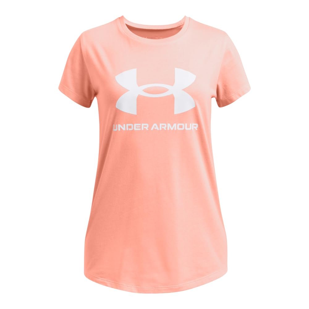 Under Armour Girls' Live Sportstyle Graphic Short-Sleeve T-Shirt, (896) Aero Orange / / White, Small