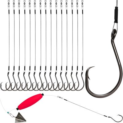 Dovesun 20PCS Circle Hooks Fishing Pre-Rigged Catfish Rig for Saltwater Freshwater Catfish Hooks with Wire Leader 10/0