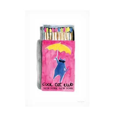 Canvas Wall Art - Mercedes Lopez Charro 'Cool Cat Club Matches I' Wall Art for Living Room, Bedroom, or Office Dcor by Trademark Fine Art
