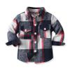ALLureLove Toddler Boys' Girls' Flannel Plaid Shirt Button Down Long Sleeve Jacket Lapel Shacket Coat Tops Casual Outwear(Dark Blue,8T) view 1
