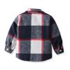 ALLureLove Toddler Boys' Girls' Flannel Plaid Shirt Button Down Long Sleeve Jacket Lapel Shacket Coat Tops Casual Outwear(Dark Blue,8T) view 2