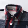 ALLureLove Toddler Boys' Girls' Flannel Plaid Shirt Button Down Long Sleeve Jacket Lapel Shacket Coat Tops Casual Outwear(Dark Blue,8T) view 3