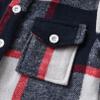 ALLureLove Toddler Boys' Girls' Flannel Plaid Shirt Button Down Long Sleeve Jacket Lapel Shacket Coat Tops Casual Outwear(Dark Blue,8T) view 4