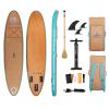 11'*32"*6" Inflatable Stand Up Paddle Board, Reinforced Double Layer All-Around Paddleboard with Wood Grain PVC and Oak Material Non-Slip Mat Package Wood Grain Aluminum Paddle fins Backpack Included view 1