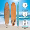 11'*32"*6" Inflatable Stand Up Paddle Board, Reinforced Double Layer All-Around Paddleboard with Wood Grain PVC and Oak Material Non-Slip Mat Package Wood Grain Aluminum Paddle fins Backpack Included view 2