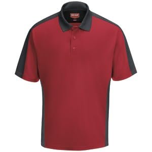 Red Kap SK54RC-SS-3XL M Ss Color Block Polo- Rd/Ch SS 3XL