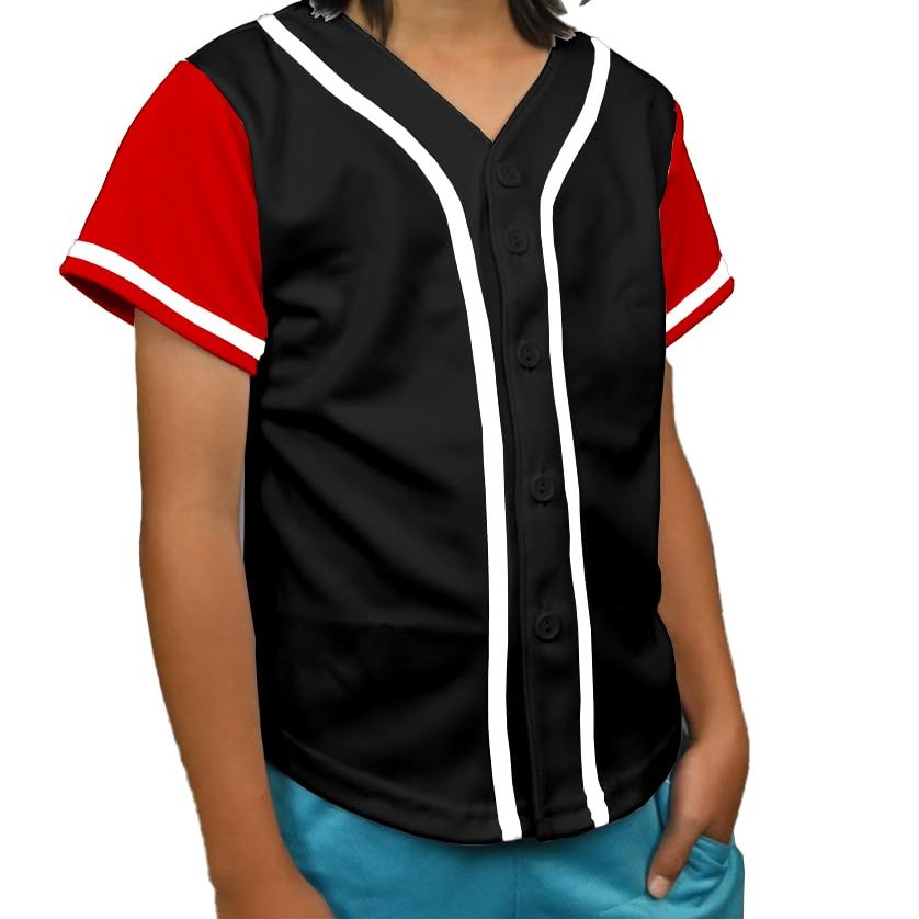 DIGITMON Kids Baseball Jersey Button Down Premium Hip Hop T Shirts Uniform BLACKREDWHITE 6-Month Infants