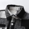 ALLureLove Toddler Boys' Girls' Flannel Plaid Shirt Button Down Long Sleeve Jacket Lapel Shacket Coat Tops Casual Outwear(Dark Black,7T) view 4