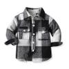 ALLureLove Toddler Boys' Girls' Flannel Plaid Shirt Button Down Long Sleeve Jacket Lapel Shacket Coat Tops Casual Outwear(Dark Black,8T) view 1
