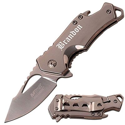 GIFTS INFINITY Free Engraving - Personalized Metal Pocket Knife (Silver)