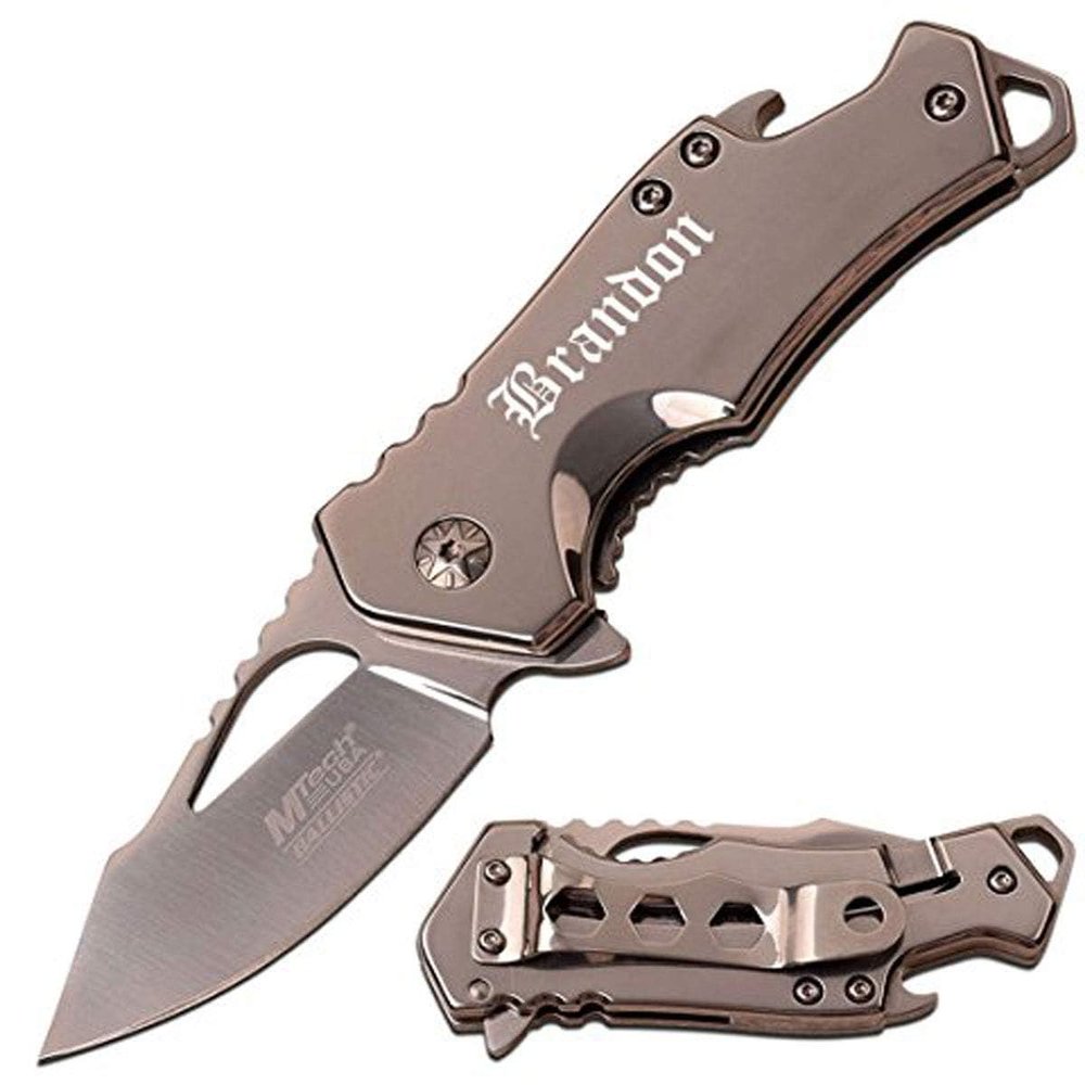 GIFTS INFINITY Free Engraving - Personalized Metal Pocket Knife (Silver)